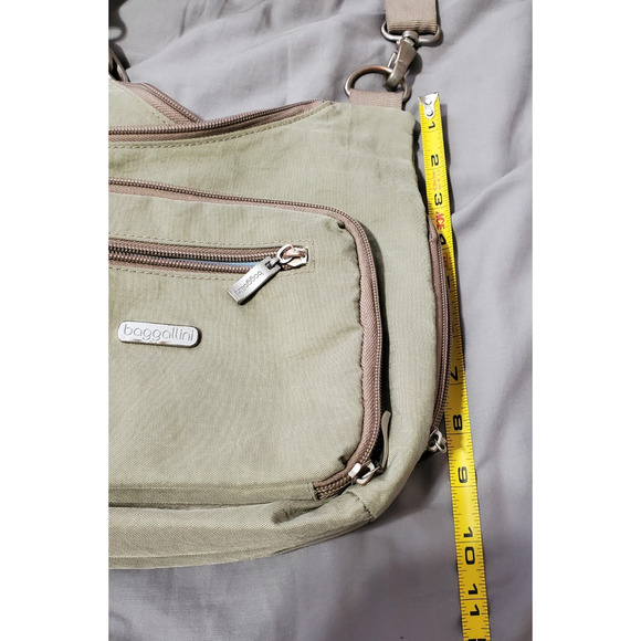 Baggallini Crossbody Travel Bag – Khaki with Blue Interior, Adjustable Strap - Picture 11 of 12
